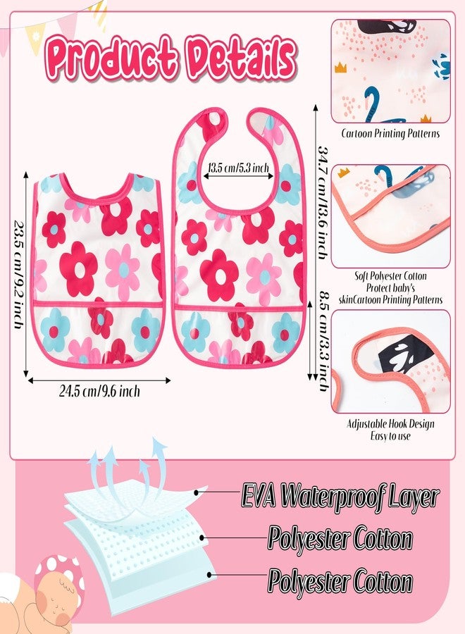 2ooya 6Pcs Waterproof Toddler Bibs Baby Feeding Bib Set with Crumb Catcher Pocket, Infant Adjustable Baby Teething Bib, Babies Sleeveless Animals Food Bibs Keepsake Gift for Baby Shower, 6-24 Months - Image 2