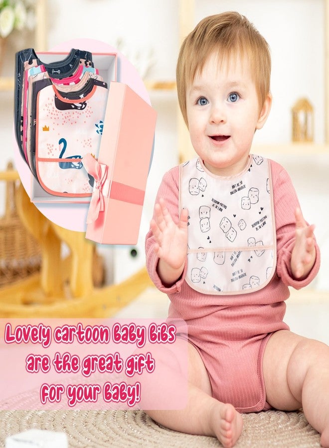 2ooya 6Pcs Waterproof Toddler Bibs Baby Feeding Bib Set with Crumb Catcher Pocket, Infant Adjustable Baby Teething Bib, Babies Sleeveless Animals Food Bibs Keepsake Gift for Baby Shower, 6-24 Months - Image 4