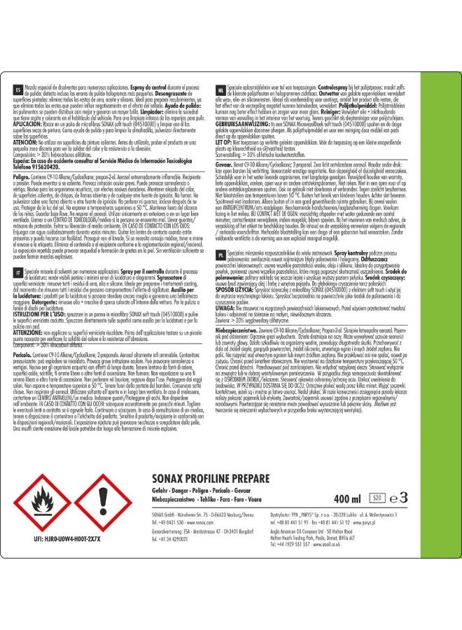 SONAX SONAX PROFILINE Prepare (400 ml) - Mixture of Solvents for Monitoring Polishing Results  - Image 4