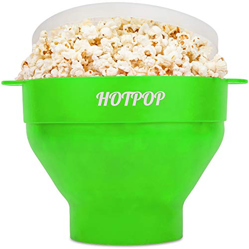 The Original Hotpop Microwave Popcorn Popper Silicone Popcorn Maker Collapsible Bowl BPAFree and Dishwasher Safe 20 Colors Available Green