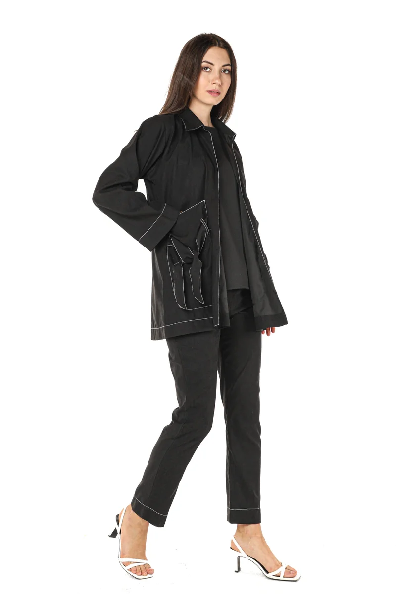 Moistreet  Pocket Detailed Crepe Top & Pants Set for Women | Best Price UAE