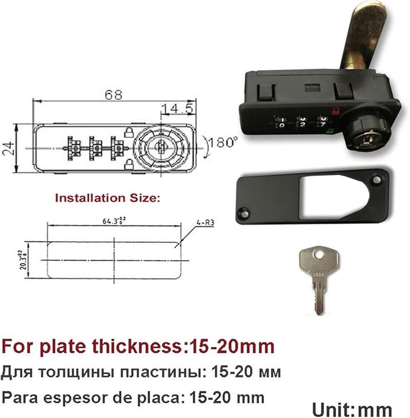 MS514 Black Combination Cabinet Cam Lock 3 4 Digit with Reset Key for Door Locker Office Drawer Jewelry Box - Image 3