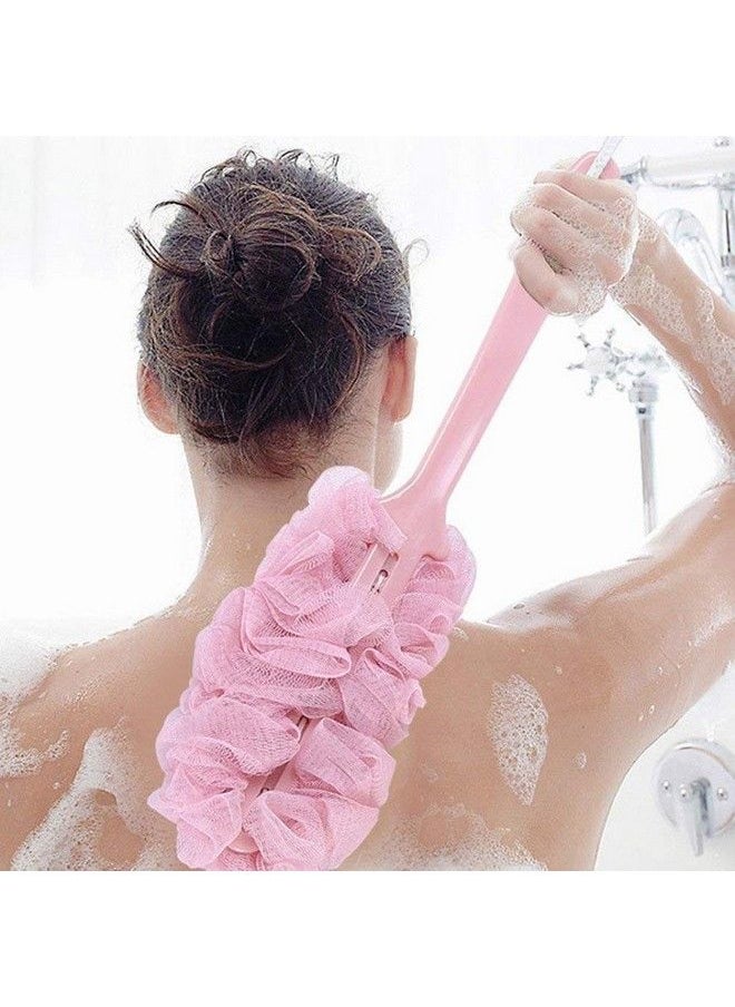 Right Products - Long Handle Bath Body Brush Loofah Sponge Nylon Mesh Scrubber Shower Pouf (Multi Color) - Image 1