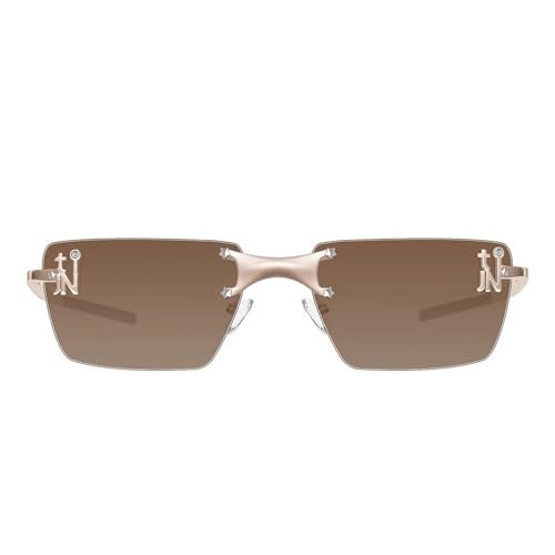 TIJN Rimless Rectangle Y2K Sunglasses for Women Men Retro Metal Frameless Tinted Lens Glasses Trendy UV400 Sun Glasses - Image 1