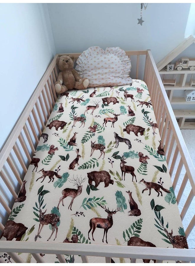 Culclendy Soft Fitted Crib Sheet, Stretchy and Breathable Toddler Crib Sheet for Boys and Girls, Fits Standard Crib and Toddler Mattress (Elk Brown Bear) - Image 5