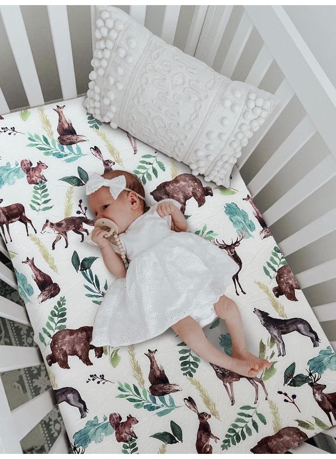 Culclendy Soft Fitted Crib Sheet, Stretchy and Breathable Toddler Crib Sheet for Boys and Girls, Fits Standard Crib and Toddler Mattress (Elk Brown Bear) - Image 3