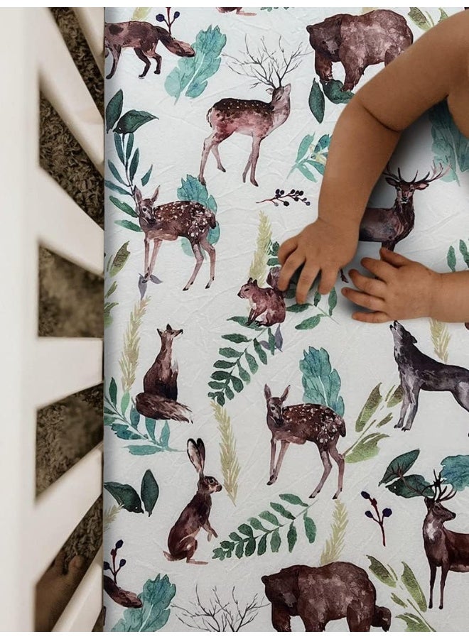 Culclendy Soft Fitted Crib Sheet, Stretchy and Breathable Toddler Crib Sheet for Boys and Girls, Fits Standard Crib and Toddler Mattress (Elk Brown Bear) - Image 2