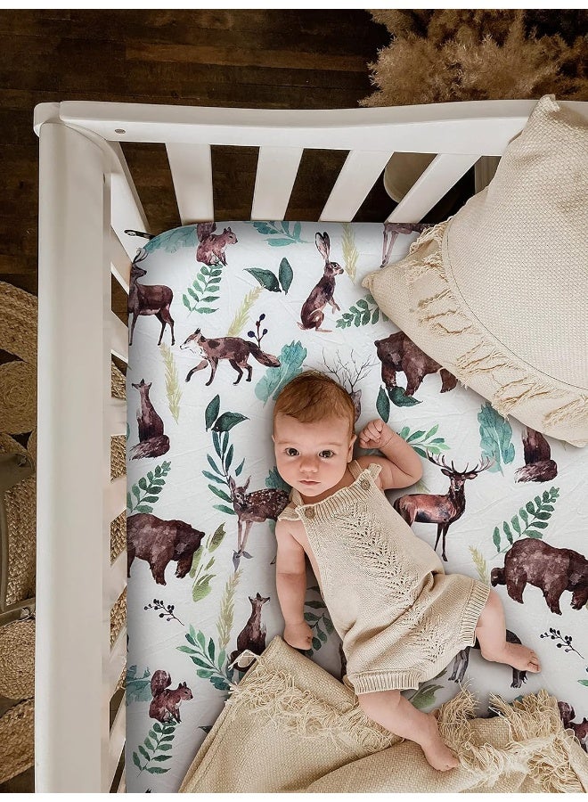 Culclendy Soft Fitted Crib Sheet, Stretchy and Breathable Toddler Crib Sheet for Boys and Girls, Fits Standard Crib and Toddler Mattress (Elk Brown Bear) - Image 4