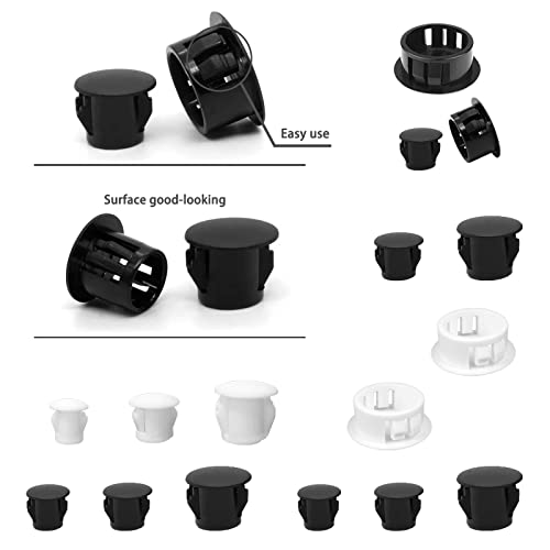 HJYZY Hole Plugs Plastic 6mm/8mm/10mm Plastic Hole Plugs for Holes Cabinet Hole Plugs Black 21mm Self-Adhesive Screw Covers Caps Dustproof Sticker 144 pcs - Image 4