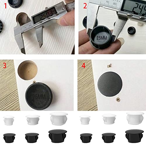 HJYZY Hole Plugs Plastic 6mm/8mm/10mm Plastic Hole Plugs for Holes Cabinet Hole Plugs Black 21mm Self-Adhesive Screw Covers Caps Dustproof Sticker 144 pcs - Image 5