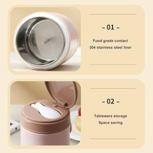 daiDokoro 730ml Stainless Steel Leakproof Lunch Pot/Meal Jar with Foldable Spoon for Office/School/College – Sky Blue - Image 3