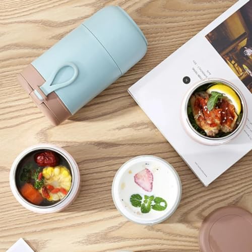 daiDokoro 730ml Stainless Steel Leakproof Lunch Pot/Meal Jar with Foldable Spoon for Office/School/College – Sky Blue - Image 2