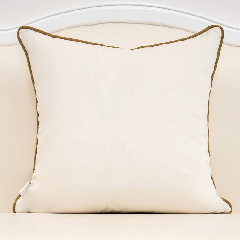 Alerfa Gold Leather Striped White Throw Pillow Cover 18x18 Inch, Geometric Luxury Decorative Embroidered Velvet Pillow Cover for Couch Living Room Bedroom - Image 2