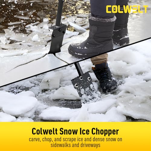 Colwelt Metal Snow Shovel 58’’, Heavy Duty Ice Scraper for Driveway, Snow Ice Chopper Shoveling Tool with Thickened Blade, Ice Shovel for Sidewalk Ice Removal, Flat Shovel Floor Cleaning Scraper - Image 4