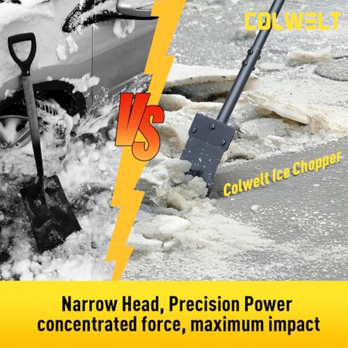 Colwelt Metal Snow Shovel 58’’, Heavy Duty Ice Scraper for Driveway, Snow Ice Chopper Shoveling Tool with Thickened Blade, Ice Shovel for Sidewalk Ice Removal, Flat Shovel Floor Cleaning Scraper - Image 3