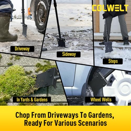 Colwelt Metal Snow Shovel 58’’, Heavy Duty Ice Scraper for Driveway, Snow Ice Chopper Shoveling Tool with Thickened Blade, Ice Shovel for Sidewalk Ice Removal, Flat Shovel Floor Cleaning Scraper - Image 5
