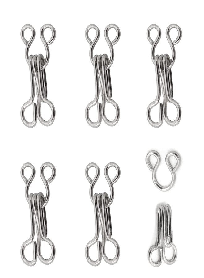 Dreamlover 100 Sets 17mm Silver Metal Rust Proof Hook and Eye Closures Sewing Hooks and Eyes for Bra Clothing Fasteners Trousers Skirt DIY Craft - Image 1