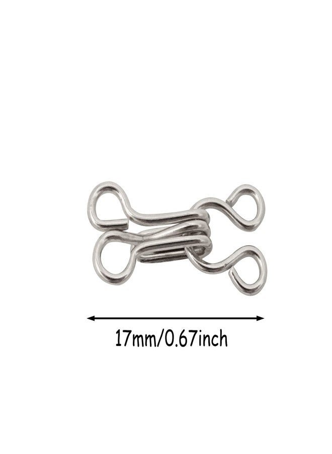 Dreamlover 100 Sets 17mm Silver Metal Rust Proof Hook and Eye Closures Sewing Hooks and Eyes for Bra Clothing Fasteners Trousers Skirt DIY Craft - Image 2