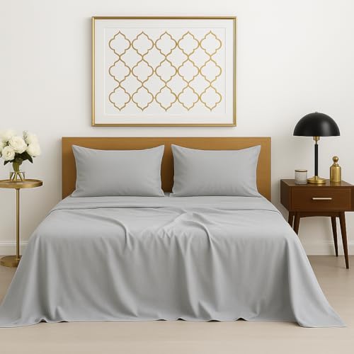Bhoomi Impex Bedsheets for Queen - 90x102 Inch Bed - Microfiber Plain Light Grey Solid Bed Sheet Include Pillow Cover, Ultra Soft | for Home, Hotel, Villa, Resort and Guest House - Image 1