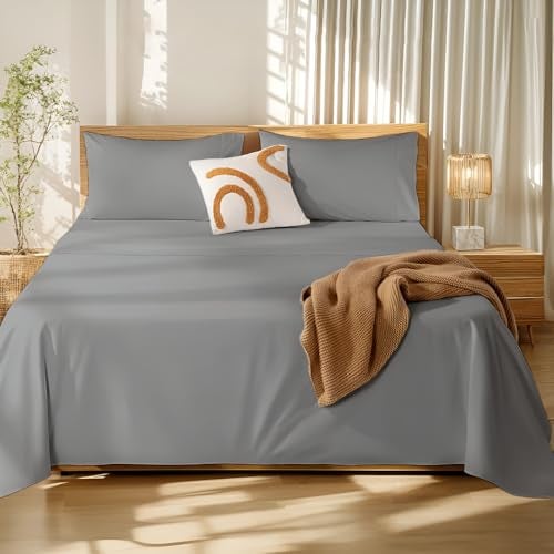 Bhoomi Impex Bedsheets for Queen - 90x102 Inch Bed - Microfiber Plain Light Grey Solid Bed Sheet Include Pillow Cover, Ultra Soft | for Home, Hotel, Villa, Resort and Guest House - Image 2