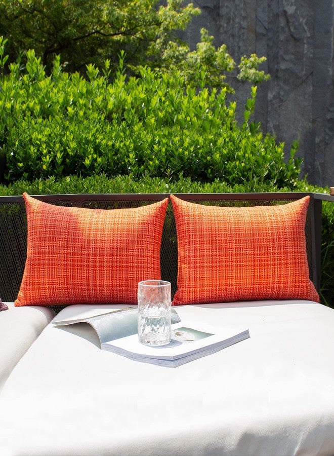K KEVIN TEXTILE Kevin Textile Pack of 2 Decorative Outdoor Waterproof Fall Throw Pillow Covers Autumn Decorative Lumbar Pillowcases Modern Cushion Cases for Patio Couch Bench 12 x 20 Inch Orange - Image 5