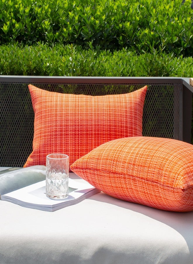 K KEVIN TEXTILE Kevin Textile Pack of 2 Decorative Outdoor Waterproof Fall Throw Pillow Covers Autumn Decorative Lumbar Pillowcases Modern Cushion Cases for Patio Couch Bench 12 x 20 Inch Orange - Image 4
