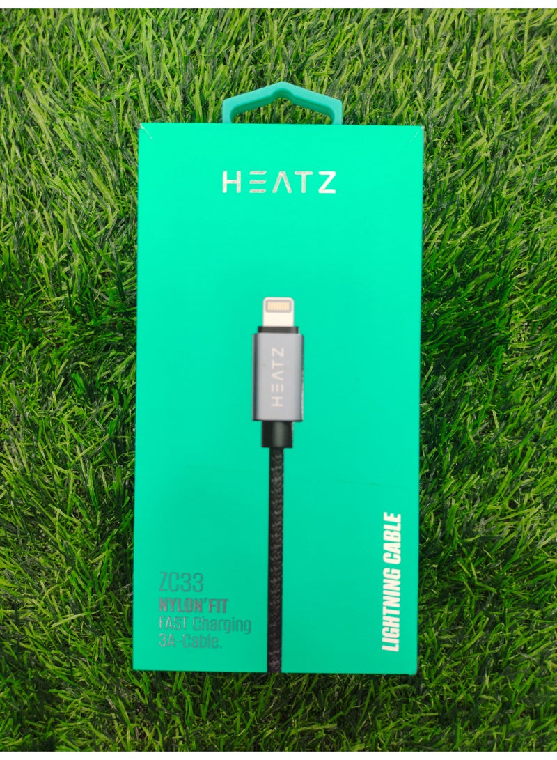هيتز كابل لايتنينج من النايلون من هيتز ZC33 | شحن سريع ومزامنة بيانات 3 أمبير، سلك شاحن USB-A مضفر متين إلى iPhone - متوافق مع iPhone وiPad - Image 1
