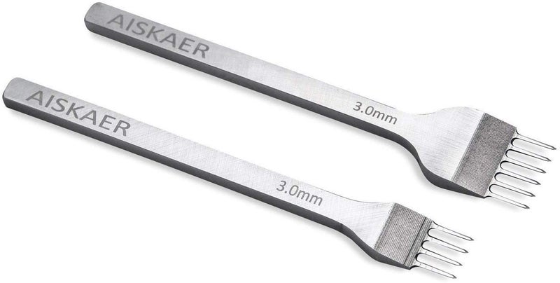 Aiskaer Leather Stitching Punch Set, Diamond Chisel Tools, 3mm White Steel 1/2/4/6 Prong for Leather Craft DIY - Image 2