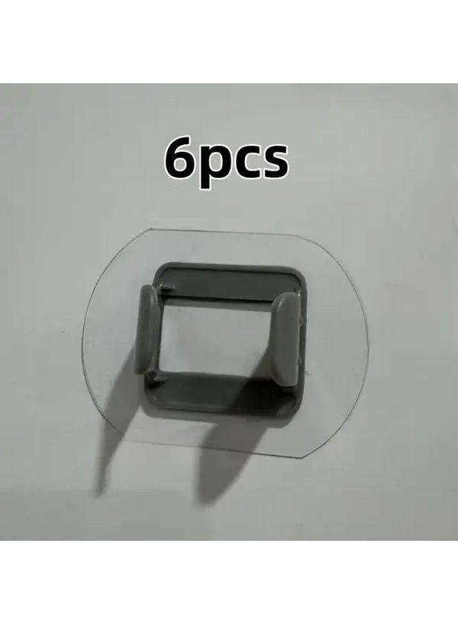 6pcs Grey Heavy Duty Plastic Self Adhesive No Drill Pipe Clamps - Image 1