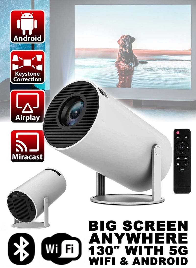 دي بلو بروجيكتور محمول بنظام أندرويد ١١٫٠ مع واي فاي وبلوتوث ٥٫٠، شاشة عرض HD حتى ١٣٠ بوصة – مدمج، ذكي ومتعدد الاستخدامات للمنزل أو السفر - Image 1
