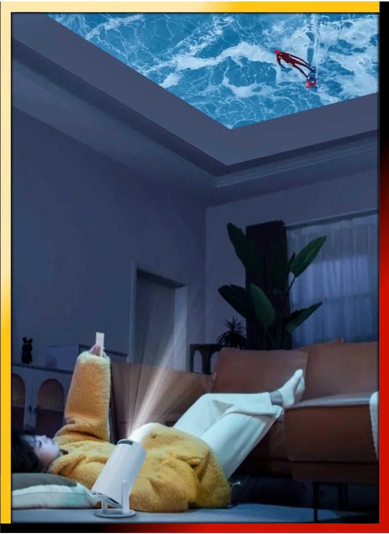 دي بلو - جهاز عرض ذكي 120ANSI Lumens HD ذكي Android 11 سينما صغيرة محمولة، شاشة عرض 130 بوصة، مصباح 4K، مسرح سينما منزلي، عروض فيديو للألعاب، شاشة دوارة 180 درجة، عرض للهاتف المحمول - Image 1