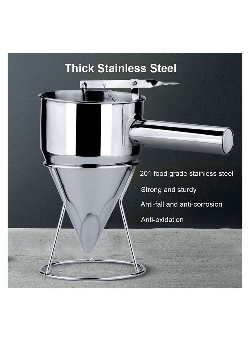 Yuniverse Stainless Steel Pancake Batter Dispenser Funnels with Stand, Detachable Handle Funnel Dispenser for Takoyaki, Baking, Cupcakes, Muffins-Cooking Crepes, Waffles (1200ML) - Image 3