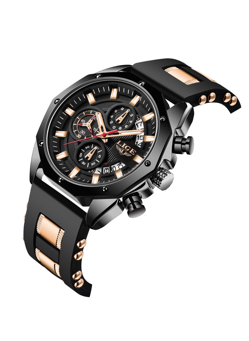 LIGE - Men's Newest Wristwatch Fashion Chronograph Waterproof Sports Watch with a Box - Image 1