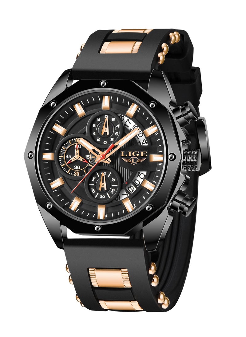LIGE - Men's Newest Wristwatch Fashion Chronograph Waterproof Sports Watch with a Box - Image 1
