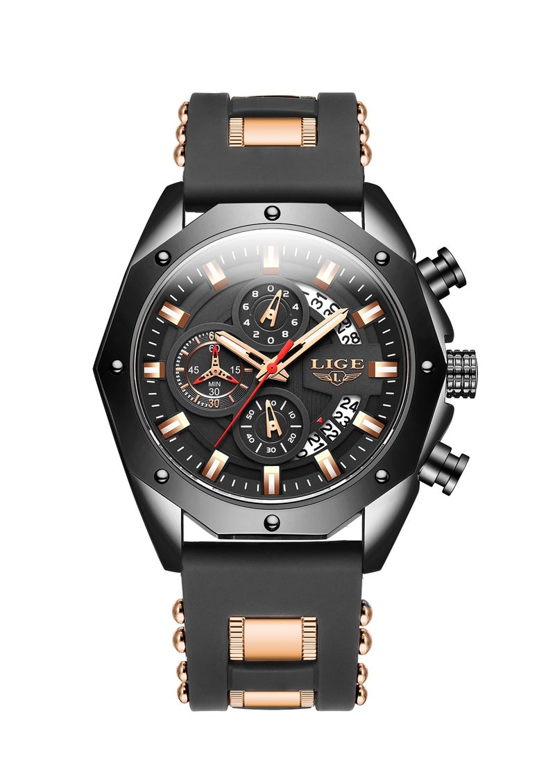 LIGE - Men's Newest Wristwatch Fashion Chronograph Waterproof Sports Watch with a Box - Image 1