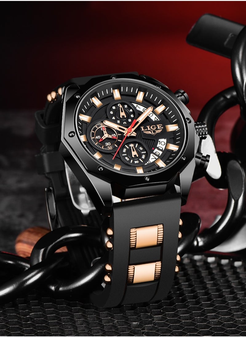 LIGE - Men's Newest Wristwatch Fashion Chronograph Waterproof Sports Watch with a Box - Image 1