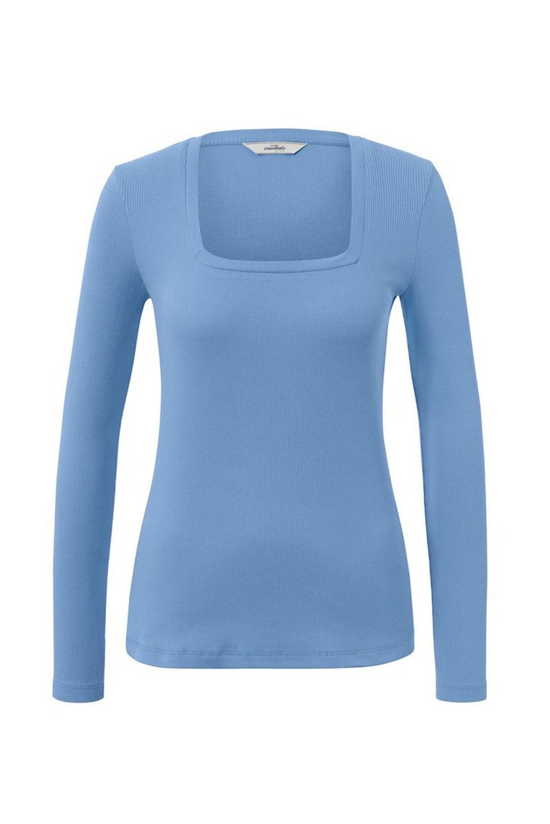 Tchibo Women Square Neck Long Sleeves Textured Top, Sky Blue  - Image 2