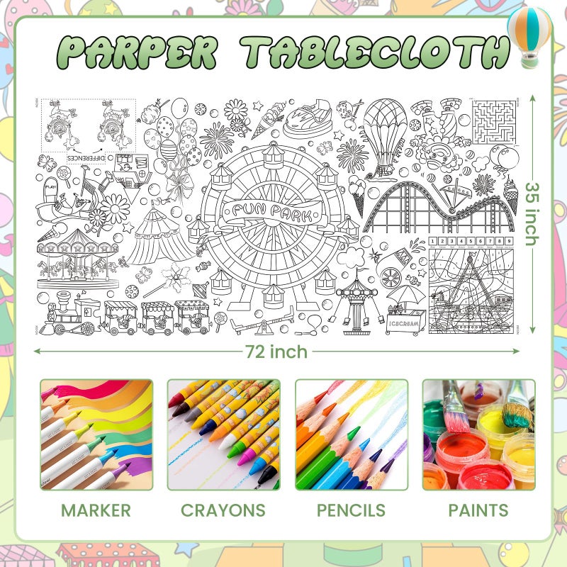 Drunze Giant Poster For Kids 35X72Inch Fun Park Drawing Paper Tablecloth Versatile As Wall D?Cor Or Table Cover Jumbo Coloring Poster For Home Classroom Party Decorations Suppiles - Image 2