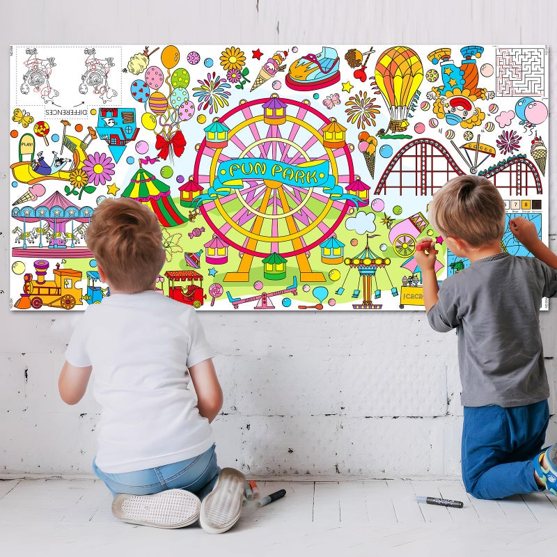 Drunze Giant Poster For Kids 35X72Inch Fun Park Drawing Paper Tablecloth Versatile As Wall D?Cor Or Table Cover Jumbo Coloring Poster For Home Classroom Party Decorations Suppiles - Image 5