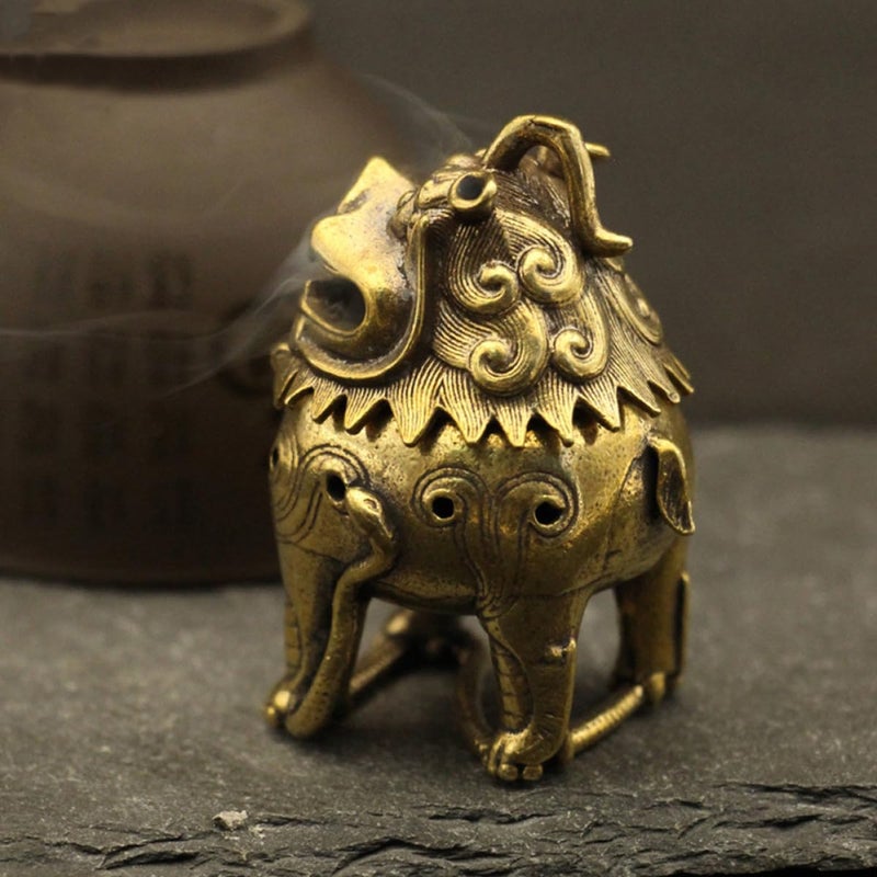 Copper Incense Burner Retro Style Auspicious Animal Ornament Home Office Aromatherapy Decor - Image 5