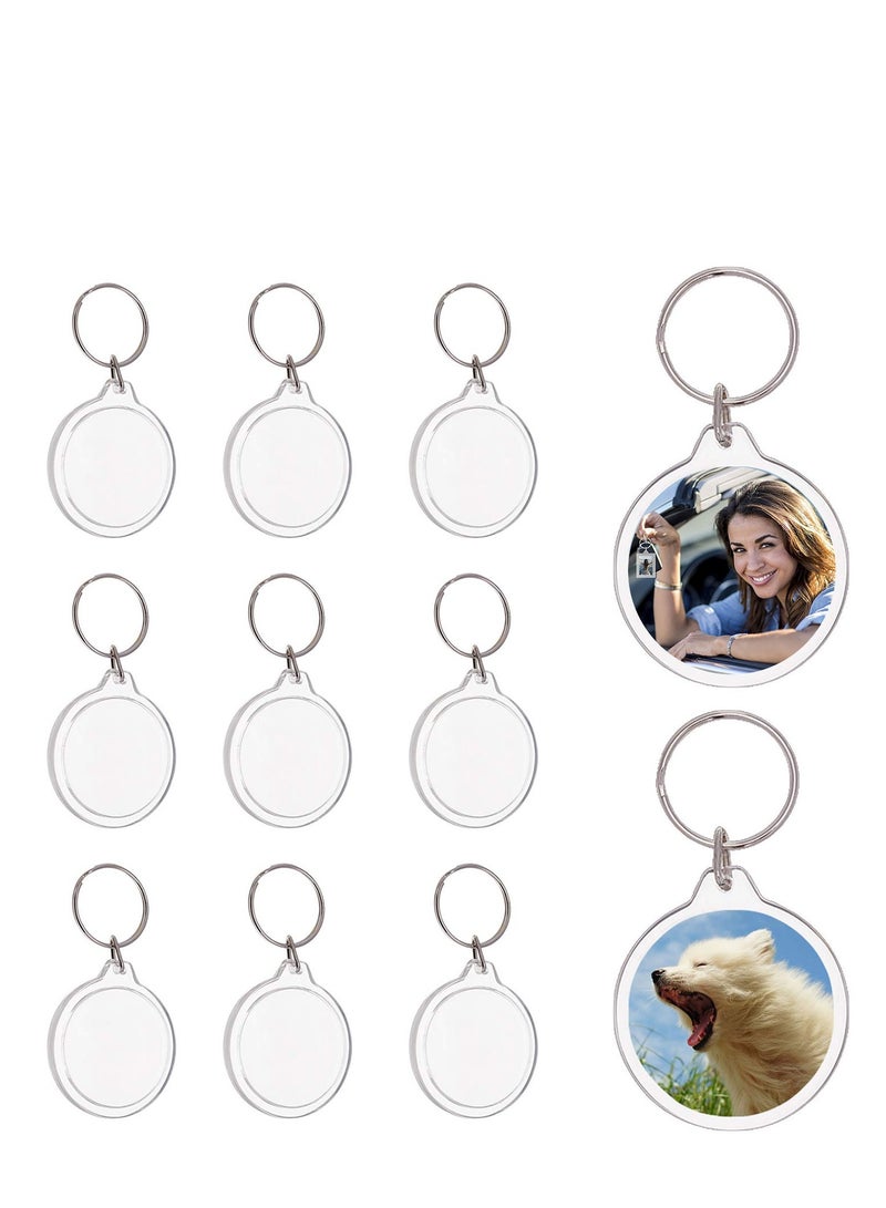 SYOSI Acrylic Photo Frame Keychain Holder 60 Pieces DIY Photo Insert Keychain Clear Round Acrylic Picture Keychains Frame Key Chain Snap-In Custom Insert Photo Keyring for Family Couple Friend Pet Dog - Image 1
