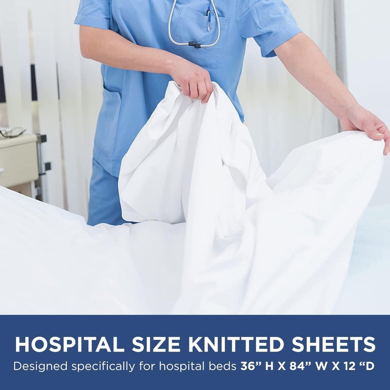 SHOPBEDDING 2 Pack Fitted Hospital Bed Sheets - Cotton Rich Soft Knitted Jersey Sheet 36” x 84” x 12”  - Image 3