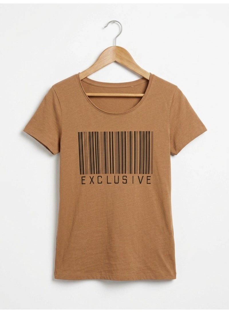 Divided by H&M تي شيرت نسائي بأكمام قصيرة بطبعة حصرية - بني - Image 1