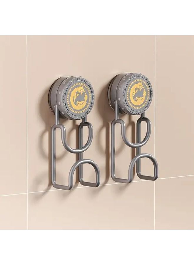 Rotating Suction Cup Wall Mounted Storage Rack Gray No Drill Bathroom Organizer - Image 1