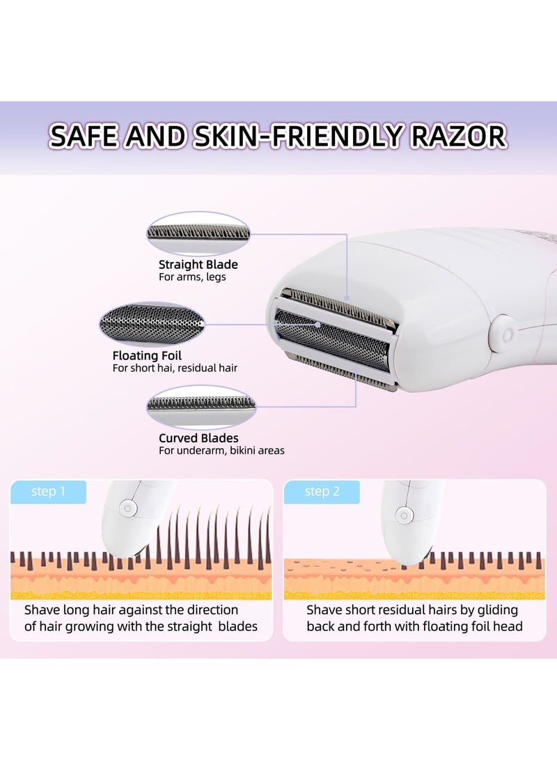 Electric Facial Hair Remover for Women, Portable Smart Wet  Dry Flawless Hair Remover, Fast/Slow Two Speed Adjustment, IPX6 Watterproof 3-in-1 Painless Face Shaver, USB Rechargeable Bikini Trimmer - Image 3