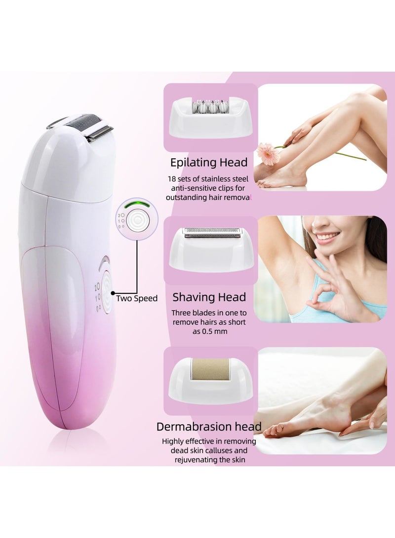 Electric Facial Hair Remover for Women, Portable Smart Wet  Dry Flawless Hair Remover, Fast/Slow Two Speed Adjustment, IPX6 Watterproof 3-in-1 Painless Face Shaver, USB Rechargeable Bikini Trimmer - Image 2