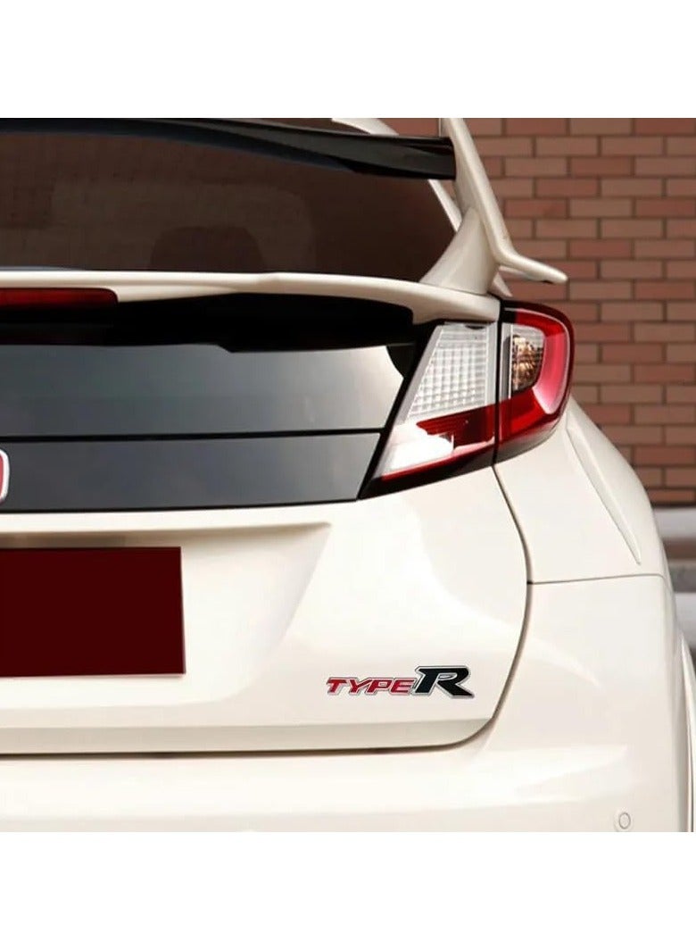 SOLDOUT 3D Metal Car Letter Fender Emblem Side Rear Tail Trunk Decals Emblem Badge Logo Sticker Decal Styling Auto Accessories Compatible with Honda TYPE R Civic XR-V HR-V Accord (Silver with Red) - Image 2