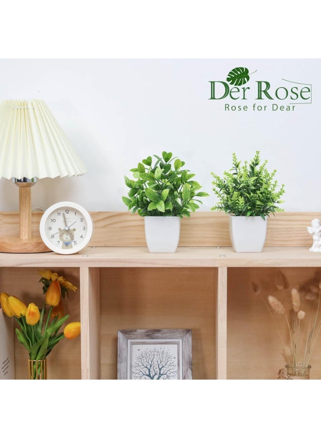 Der Rose 2-Pack Small Artificial Potted Plants – Faux Green Indoor Plants for Home, Office, Farmhouse, Bedroom, Bathroom & Desk Décor – Realistic Mini Decorative Plants for Any Room - Image 4