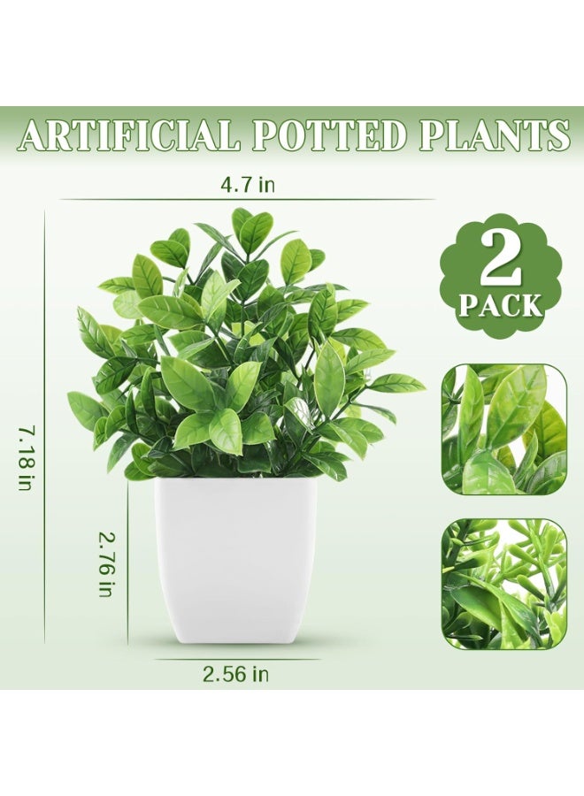 Der Rose 2-Pack Small Artificial Potted Plants – Faux Green Indoor Plants for Home, Office, Farmhouse, Bedroom, Bathroom & Desk Décor – Realistic Mini Decorative Plants for Any Room - Image 3