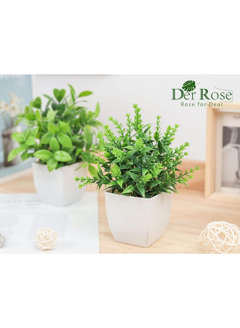 Der Rose 2-Pack Small Artificial Potted Plants – Faux Green Indoor Plants for Home, Office, Farmhouse, Bedroom, Bathroom & Desk Décor – Realistic Mini Decorative Plants for Any Room - Image 5